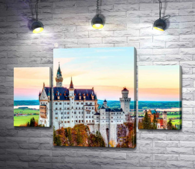 Модульная картина "Осень на холмах вокруг замка Нойшванштайн (Neuschwanstein)"