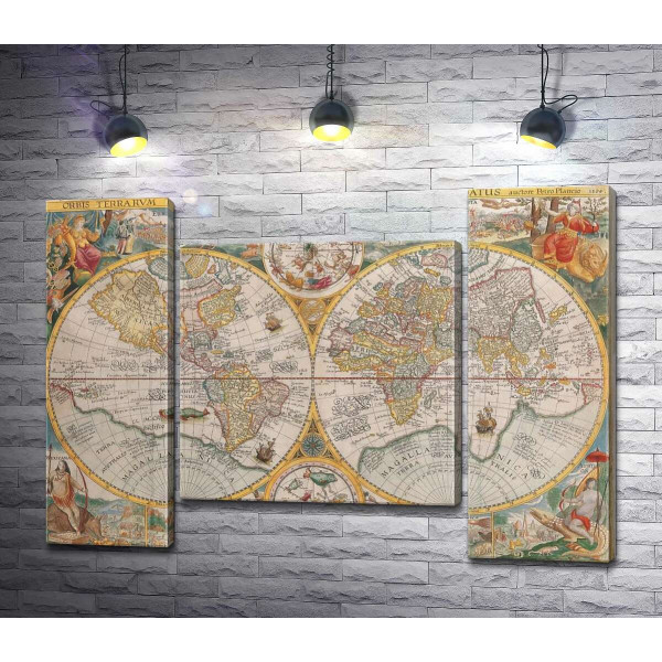 Карта мира 1594 года, авторства голландского картографа Петера Планциуса (Petrus Plancius)