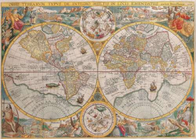 Карта мира 1594 года, авторства голландского картографа Петера Планциуса (Petrus Plancius)