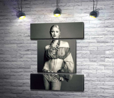 Модульна картина "Струнка Мадонна (Madonna) позує у прозорому топі"