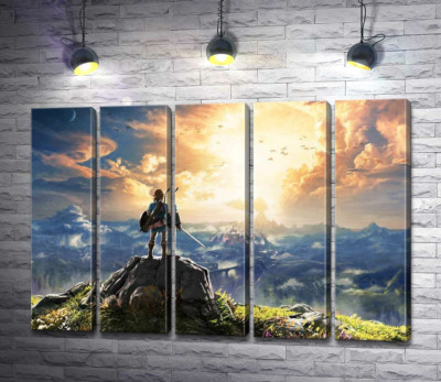 Модульная картина "Герой игры "The Legend of Zelda", Линк, смотрит на взрыв"