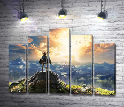 Герой игры "The Legend of Zelda", Линк, смотрит на взрыв