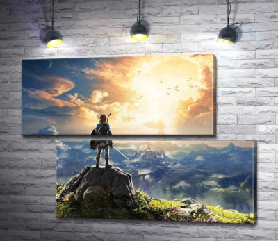 Модульная картина "Герой игры "The Legend of Zelda", Линк, смотрит на взрыв"