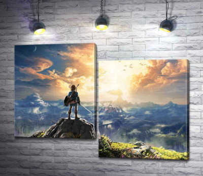 Герой игры "The Legend of Zelda", Линк, смотрит на взрыв