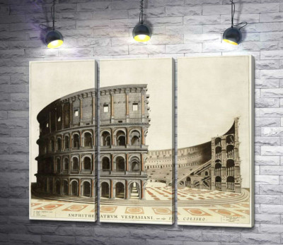 Модульная картина "Строение римского Колизея (Colosseum) в разрезе"