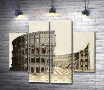 Модульная картина "Строение римского Колизея (Colosseum) в разрезе"