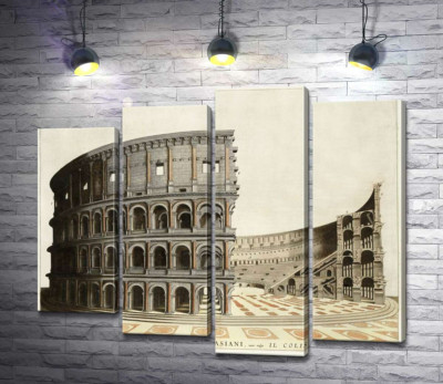 Модульная картина "Строение римского Колизея (Colosseum) в разрезе"
