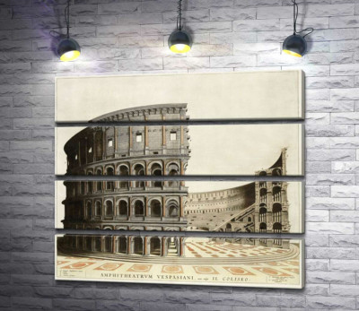 Модульная картина "Строение римского Колизея (Colosseum) в разрезе"