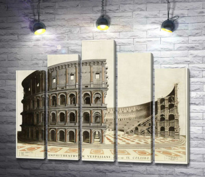 Модульная картина "Строение римского Колизея (Colosseum) в разрезе"