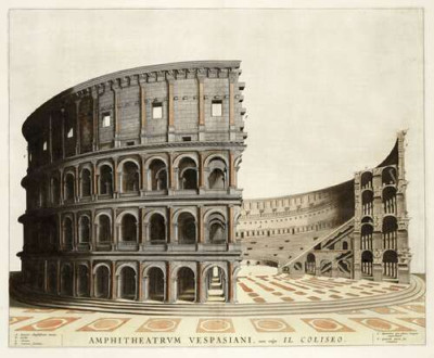 Будова римського Колізею (Colosseum) в розрізі