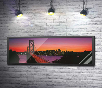 Постер "Мост Бэй-Бридж (Bay Bridge) ведет к вечернему Сан-Франциско"