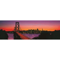 Мост Бэй-Бридж (Bay Bridge) ведет к вечернему Сан-Франциско