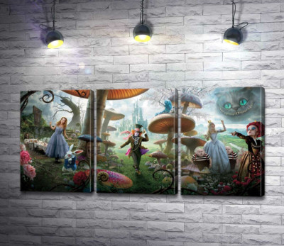Модульная картина "Причудливый постер к фильму "Алиса в стране чудес" (Alice in Wonderland)"