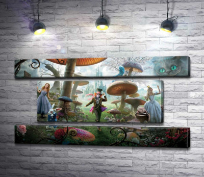 Модульная картина "Причудливый постер к фильму "Алиса в стране чудес" (Alice in Wonderland)"