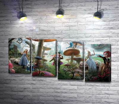 Модульная картина "Причудливый постер к фильму "Алиса в стране чудес" (Alice in Wonderland)"
