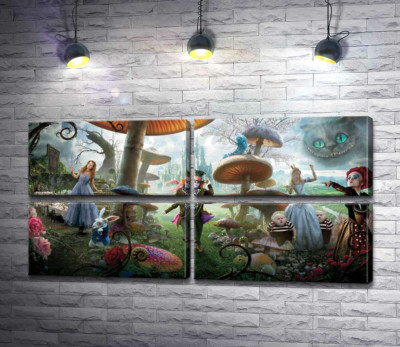 Модульная картина "Причудливый постер к фильму "Алиса в стране чудес" (Alice in Wonderland)"