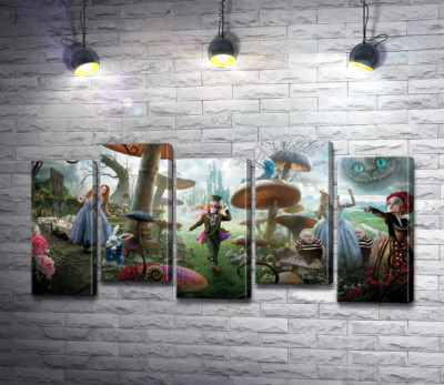 Модульная картина "Причудливый постер к фильму "Алиса в стране чудес" (Alice in Wonderland)"