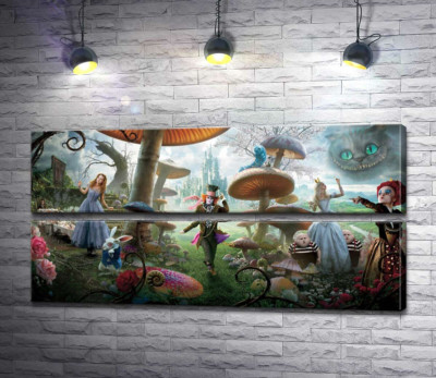 Модульная картина "Причудливый постер к фильму "Алиса в стране чудес" (Alice in Wonderland)"