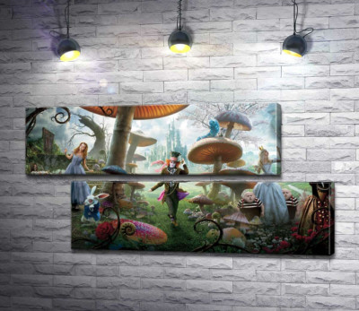 Модульная картина "Причудливый постер к фильму "Алиса в стране чудес" (Alice in Wonderland)"
