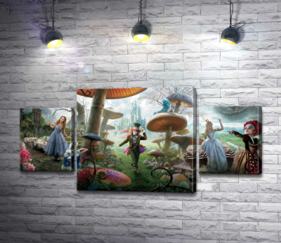 Модульная картина "Причудливый постер к фильму "Алиса в стране чудес" (Alice in Wonderland)"