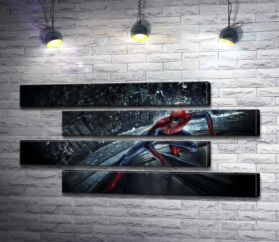 Модульна картина "Людина-павук (Spider-Man) на скляному хмарочосі"