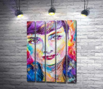 Модульна картина "Поєднання барв на портреті Одрі Гепберн (Audrey Hepburn)"