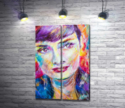 Модульная картина "Сочетание красок на портрете Одри Хэпберн (Audrey Hepburn)"