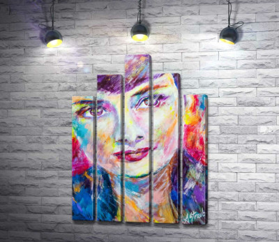 Модульна картина "Поєднання барв на портреті Одрі Гепберн (Audrey Hepburn)"