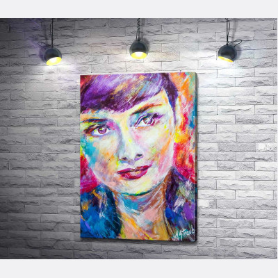 Сочетание красок на портрете Одри Хэпберн (Audrey Hepburn)