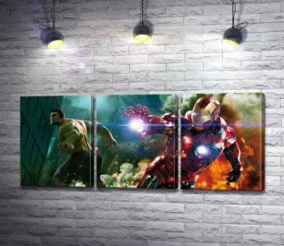 Модульна картина "Непереможні Халк (Hulk) та Залізна людина (Iron Man) у фільмі "Месники" (The Avengers) "