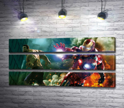 Модульна картина "Непереможні Халк (Hulk) та Залізна людина (Iron Man) у фільмі "Месники" (The Avengers) "