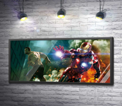 Постер "Непобедимые Халк (Hulk) и Железный человек (Iron Man) в фильме "Мстители" (The Avengers)"