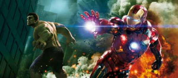 Непобедимые Халк (Hulk) и Железный человек (Iron Man) в фильме "Мстители" (The Avengers)