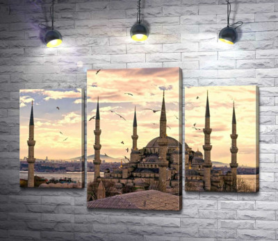 Острые шпили Голубой мечети (Sultanahmet Camii) устремляются в небо Стамбула
