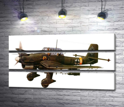 Модульная картина ""Штука" (Junkers Ju 87) немецкий пикирующий бомбардировщик времен Второй мировой войны"