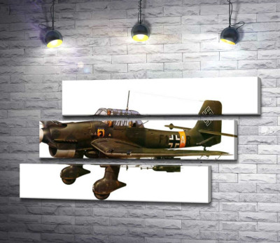 Модульная картина ""Штука" (Junkers Ju 87) немецкий пикирующий бомбардировщик времен Второй мировой войны"