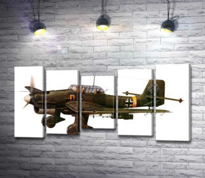 Модульная картина ""Штука" (Junkers Ju 87) немецкий пикирующий бомбардировщик времен Второй мировой войны"