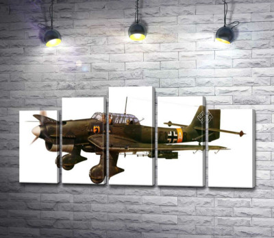 Модульная картина ""Штука" (Junkers Ju 87) немецкий пикирующий бомбардировщик времен Второй мировой войны"
