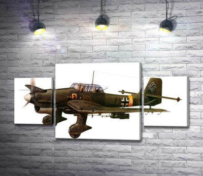 Модульна картина "«Штука» (Junkers Ju 87) німецький пікіруючий бомбардувальник часів Другої світової війни"