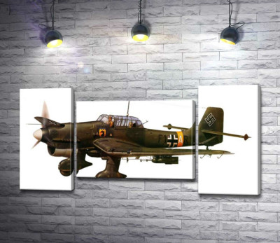 Модульная картина ""Штука" (Junkers Ju 87) немецкий пикирующий бомбардировщик времен Второй мировой войны"