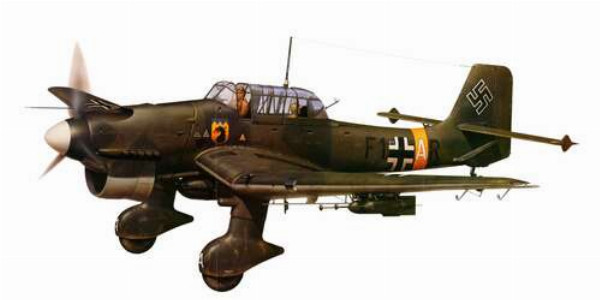 "Штука" (Junkers Ju 87) немецкий пикирующий бомбардировщик времен Второй мировой войны