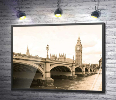 Постер "Вежа Біг-Бен (Big Ben) видніється з-за Вестмінтерського мосту (Westminster Bridge)"