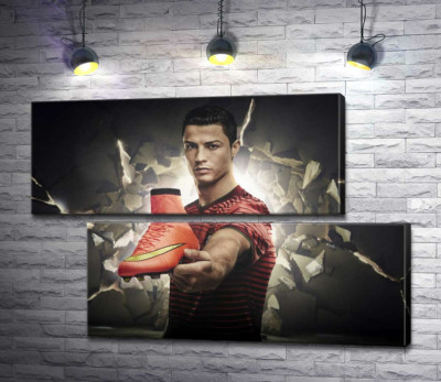 Модульна картина "Кріштіану Роналду (Cristiano Ronaldo) рекламує футбольні бутси від фірми Nike"