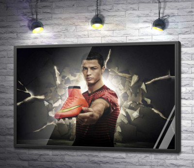 Постер "Криштиану Роналду (Cristiano Ronaldo) рекламирует футбольные бутсы от фирмы Nike"