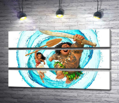 Принцесса Моана (Moana) и полубог Мауи (Maui) на постере к мультфильму