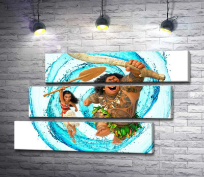 Принцесса Моана (Moana) и полубог Мауи (Maui) на постере к мультфильму