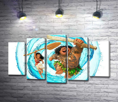 Принцеса Моана (Moana) та напівбог Мауї (Maui) на постері до мультфільму