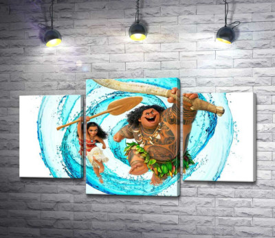 Принцеса Моана (Moana) та напівбог Мауї (Maui) на постері до мультфільму