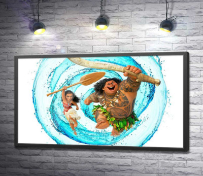 Постер "Принцеса Моана (Moana) та напівбог Мауї (Maui) на постері до мультфільму"