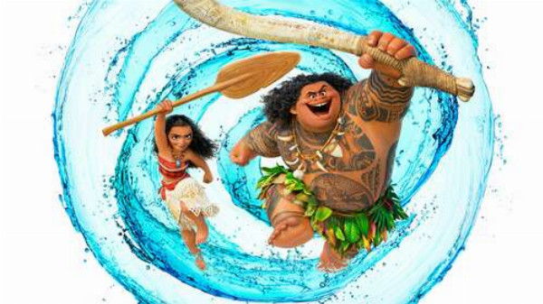 Принцесса Моана (Moana) и полубог Мауи (Maui) на постере к мультфильму